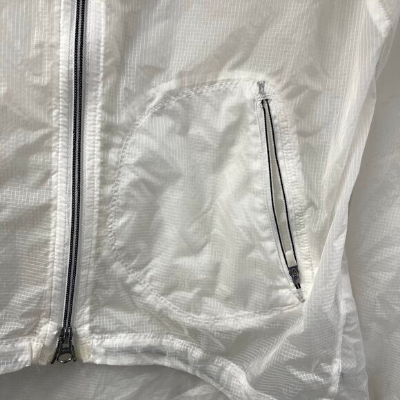 Nike Paper Thin Rain Running Jacket White Semi Sheer Full Zip Medium - Picture 4 of 9